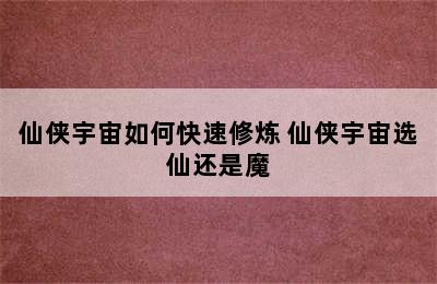 仙侠宇宙如何快速修炼 仙侠宇宙选仙还是魔